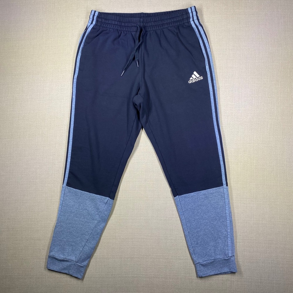 Adidas Men Navy Blue Colorblock French Terry Jogger Sweatpants Size Large